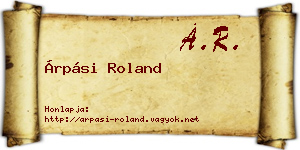 Árpási Roland névjegykártya